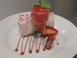 Strawberry Daiquiri Cheesecake with Strawberry Daiquiri Sorbet