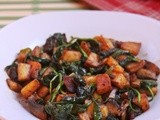 Sauteed potatoes, mushrooms and spinach with ‘Panch Phoron’