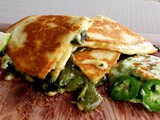 Chile relleno quesadillas with Avocado Crema