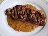 Grilled Steak with Onion Blue Cheese Sauce
