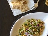Chickpea & Pea shoots salad with Yoghurt cumin dressing