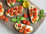 Tomato Confit Bruschetta with Ricotta & Basil Pesto