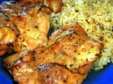Baked chicken thighs with rice