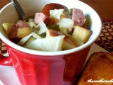 Cabbage apple and sausage soup