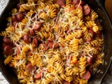 Cheesy smoked sausage pasta skillet