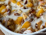 Cinnamon roll peach cobbler