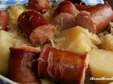 Crockpot sausage, sauerkraut and potatoes