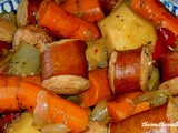 Crockpot sausage-veggies with peppers