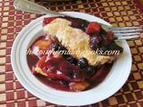 Fresh apple, peach and blueberry cobbler