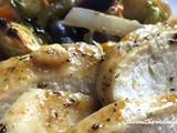 Garlic chicken with roasted vegetables