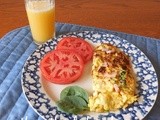 Ham, cheese and spinach omelet