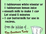 Handy food tip – substitute for buttermilk in recipes