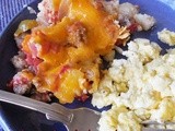 Sausage, tomato and cheese grits casserole