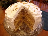 Spice cake with citrus filling and white icing
