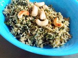 Spinach Rice with Coriander Pesto and Cashew Nuts