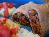 Slow Cooker Black Bean and Sweet Potato Burritos with Avocado Cream