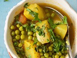 Alu matar rassa | potatoes and green peas cooked in runny gravy | easy summer recipe
