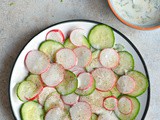 Cucumber & radish salad w/ yogurt-garlic dressing