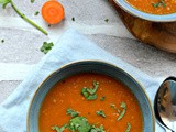 Vegan Carrot tomato soup with tamarind and ginger