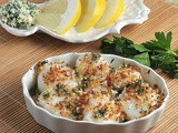 Scallop Gratins with Lemon-Garlic Bread Crumb