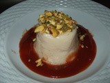 Coconut Pistachio Tembleque with Guava Rum Sauce