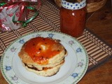 Homemade Papaya Jam Over Fluffy Pancakes