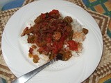Stewed Tomatoes and Okra with Bacon Over Rice