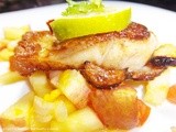 Burnt Garlic Fish With Apple Mango Salsa