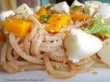 Delicious Noodles With Mango, Boiled Egg And Roasted Sesame Seeds