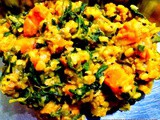 Methi Gajar Moong dal stir fry | Fenugreek leaves , split and husked Green gram and carrot stir fry