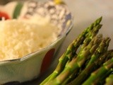 Asparagus Parmesan Tart with Garlic Olive Oil and Balsamic Reduction