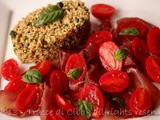 Carpaccio di bresaola con tortino di soia