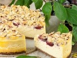 Cheesecake with almonds and plums
