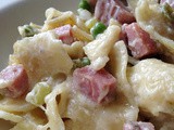 Creamy Ham and Swiss Noodle Bake