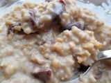 Overnight Slow Cooker Eggnog Cherry Steel Cut Oatmeal