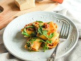 Paccheri in crema di Parmigiano e pomodori secchi e rucola | Paccheri in Parmigiano and Dried Tomatoes sauce and arugula