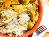 Stufato di cavoletti di bruxelles con riso pilaf aromatico