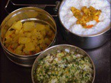 Keerai Sadam, Poosanikai poriyal, Curd Rice-Lunch box Ideas