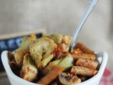 Red Pesto Pasta Salad with Artichokes and Mushrooms