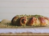 Pistachio danish ring with almond goat cheese filling