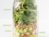 Fresh and Springy Walnut, Radish and Apple Salad-Mason Jar Salad