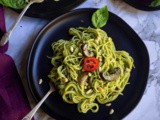 Basil Pesto Pasta with Mushrooms | Creamy Pesto Pasta