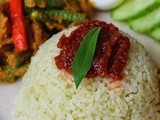 Pandan Nasi Lemak with Tumeric Chicken