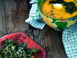 Pumpkin soup with Chia and kale chips - Σούπα κολοκύθα με σπόρους Chia και τσιπς από kale