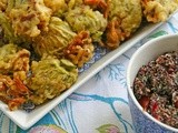 Zuchinni blossoms stuffed with black quinoa - Κολοκυθοανθοί γεμιστοί με μαύρο κινόα και κατσικίσιο τυρί