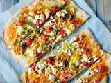 Zuchinni flower and manouri pizza - Πίτσα με κολοκυθοανθούς και μανούρι