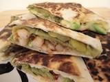 Hatch Chile Quesadilla with Avocado and Shrimp