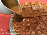 Churro Waffles with Caramel Sauce