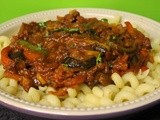 Pasta with Spicy Pepper, Aubergine and Tomato Sauce