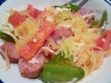 Spaghetti Squash with Sauteed Vegetables and Kielbasa